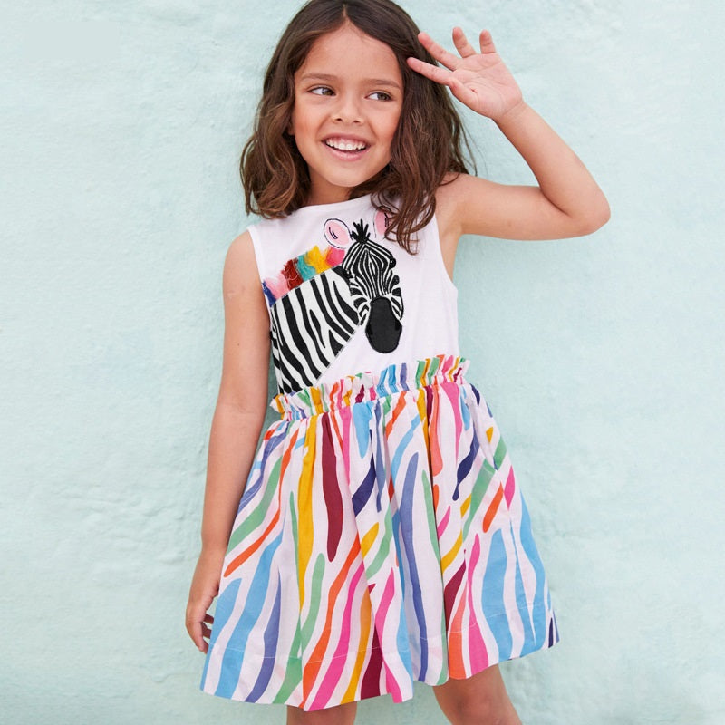 Summer Baby Girls Sleeveless Zebra Design Dress