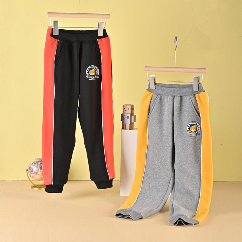 Baby Twill Fleece Side Patchwork Design Teething Sweatpants