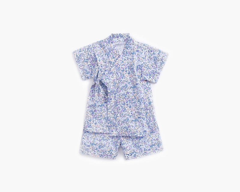 Baby Floral Print Belt Design Short-Sleeved Tops Combo Shorts Japanese Sets Pajamas