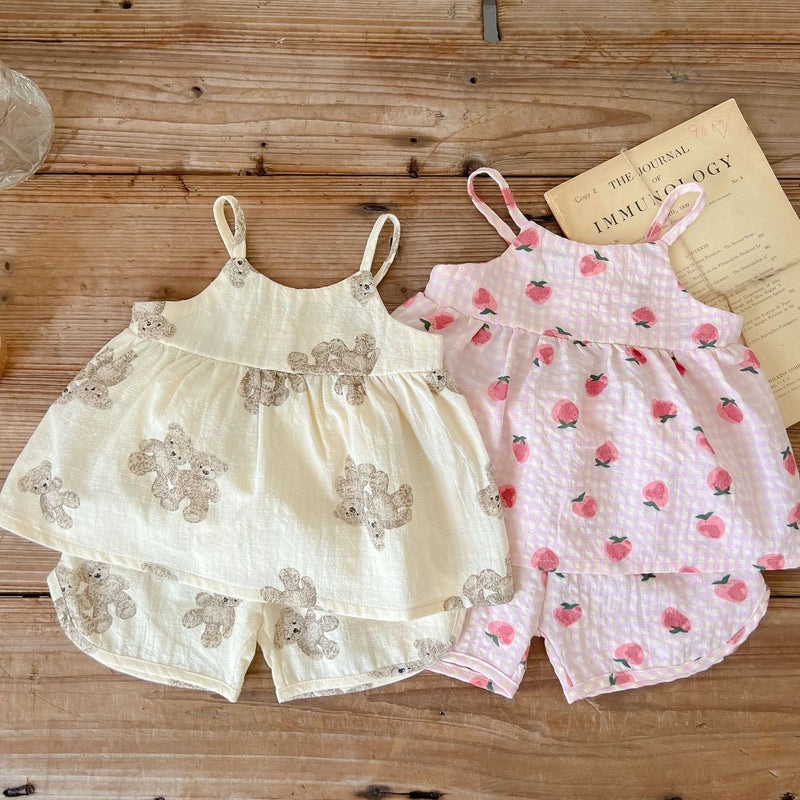 Baby Animal Print Sling Tops Combo Shorts Sets