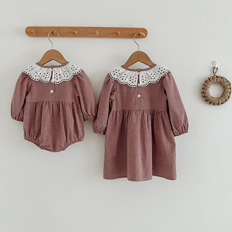 Fashion Lace Collar Long Sleeve Baby Onesies & Girl Dress