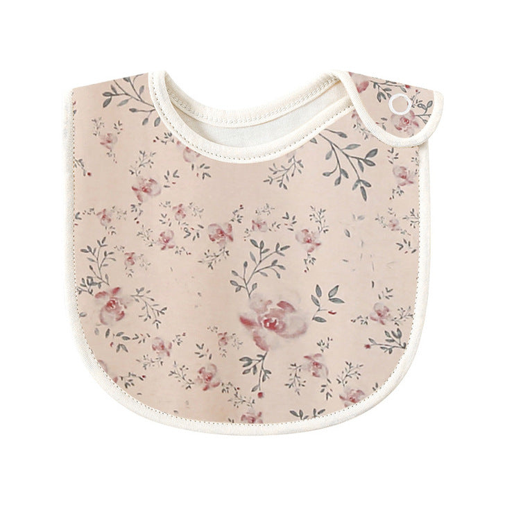 Baby Floral Print Covered Button Design Water Absorbing Bibs