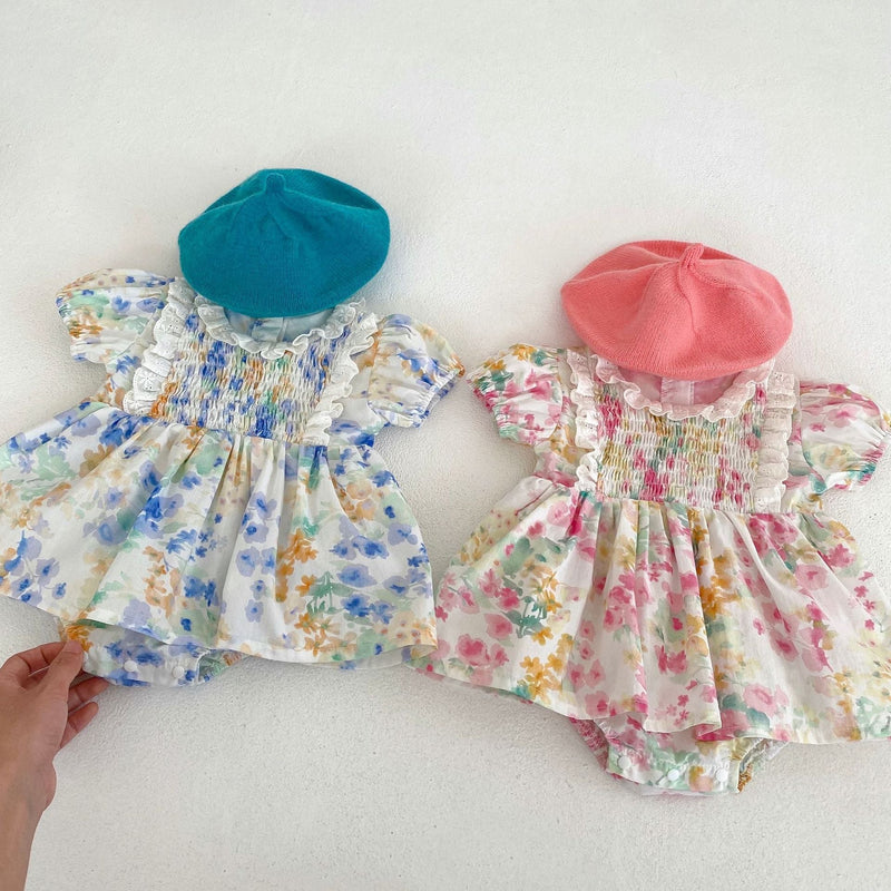 Baby Girl Floral Pattern Loose Summer Onesies Dress