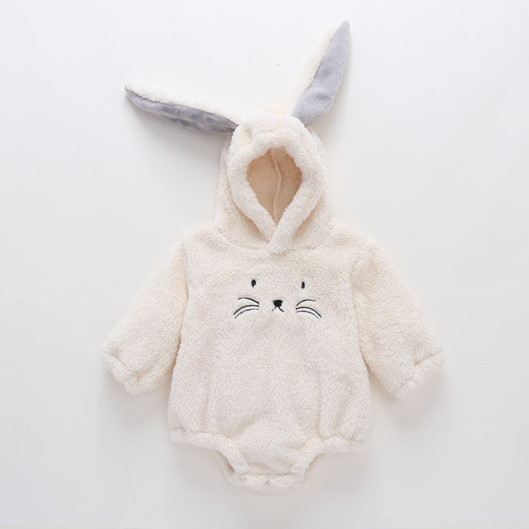 Baby Embroidered Pattern Rabbit Ear Design Thickened Onesies Bodysuit