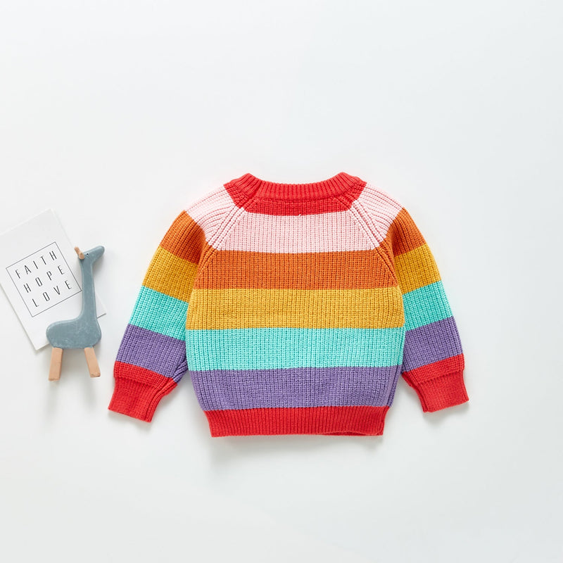 Baby Rainbow Pattern Pullover Long Sleeve Knitwear Sweater