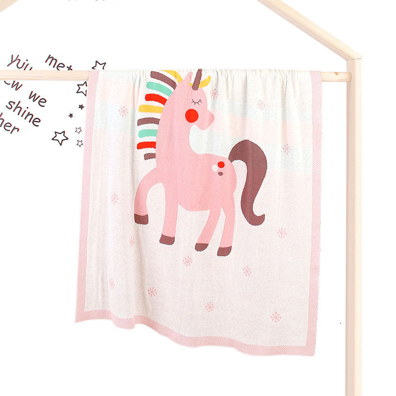 Baby Children’s Unicorn Pattern Contrast Design Air Conditioner Blanket