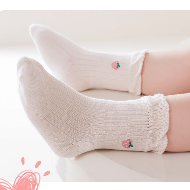 Baby Girls Frilled-Edges Breathable Mid-Calf Socks