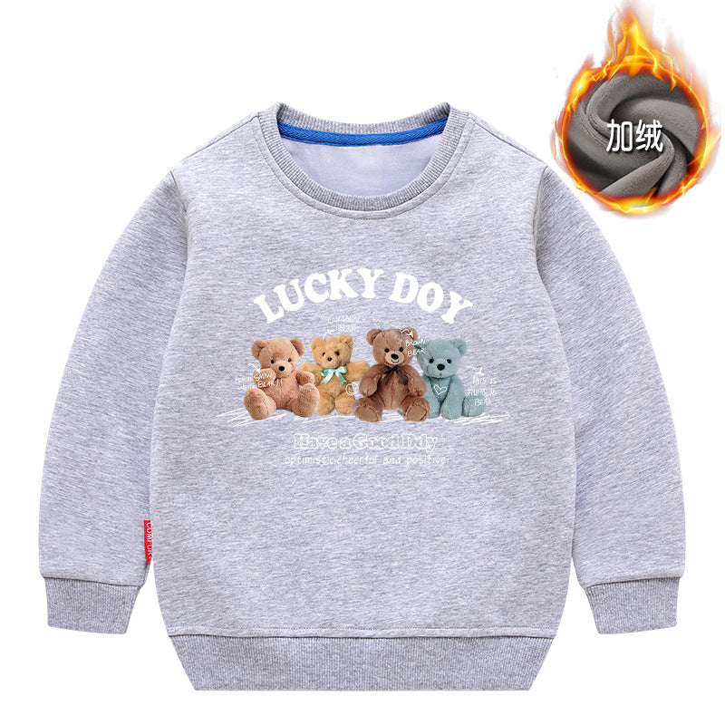 Baby Cute Bear Pattern Crewneck Cotton Hoodies In Autumn