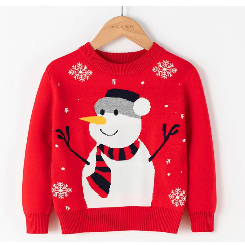 Kids Unisex Snowman Pattern Knitwear