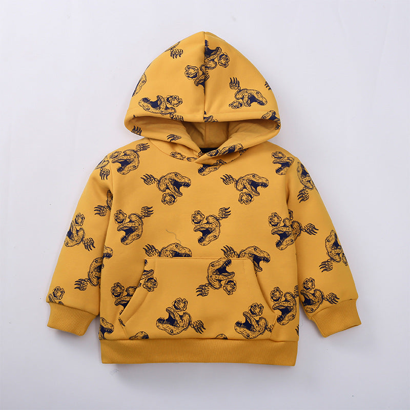 Baby Boy 1pcs Cartoon Animal Pattern Composite One Piece Fleece Sweatshirt