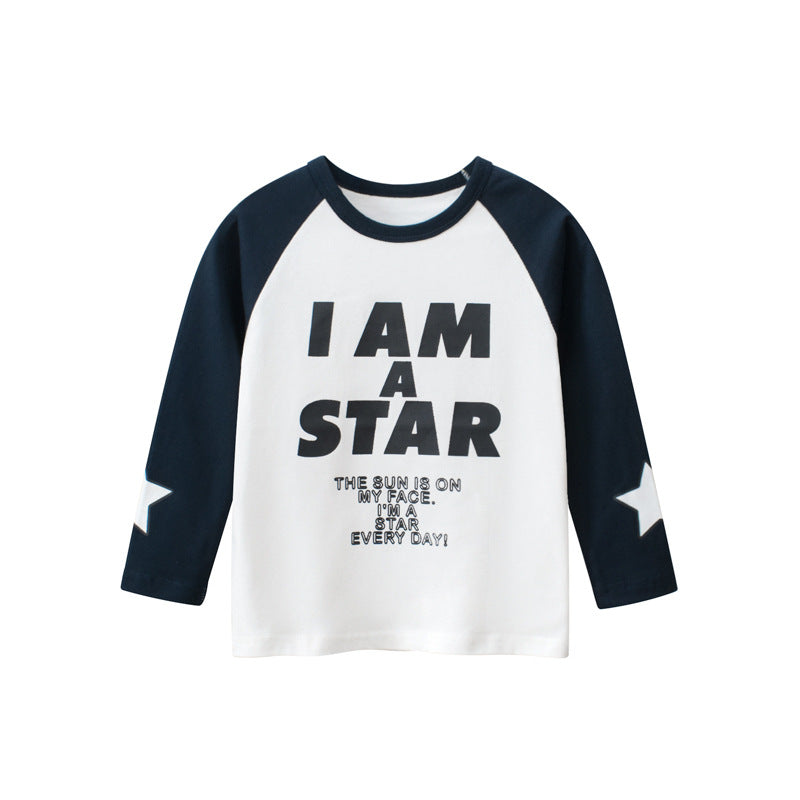 Baby Slogan Print Pattern Color Matching Design Long Sleeve Shirt