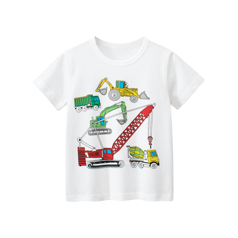 Truck Printing Boys’ T-Shirt In European And American Style For Summer