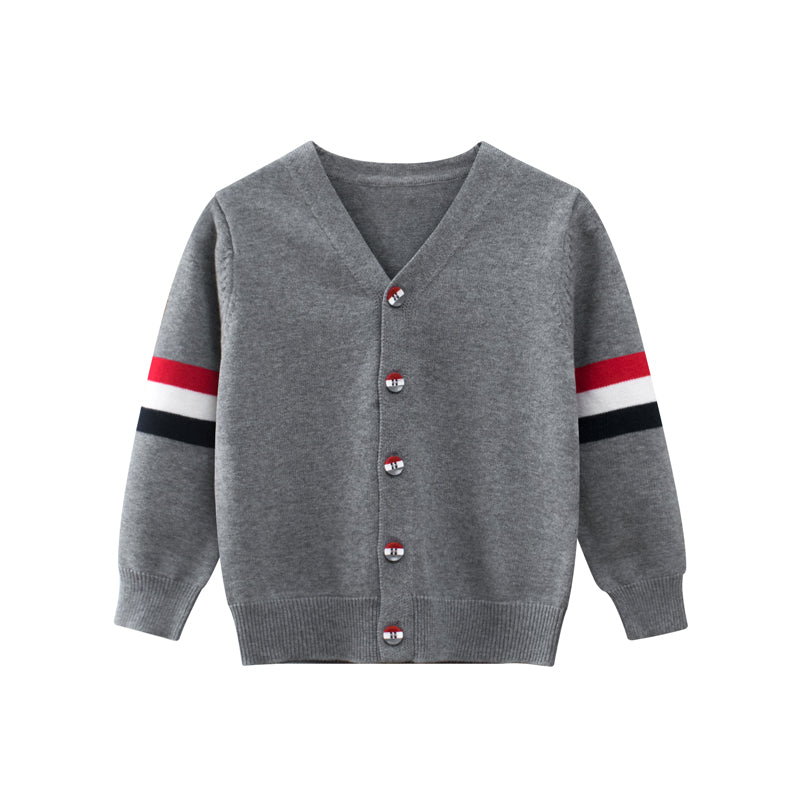 Boys Strips Button-Front Cardigans In Spring