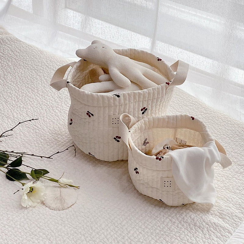 Baby Embroidered Pattern Baby Bottle Storage Basket