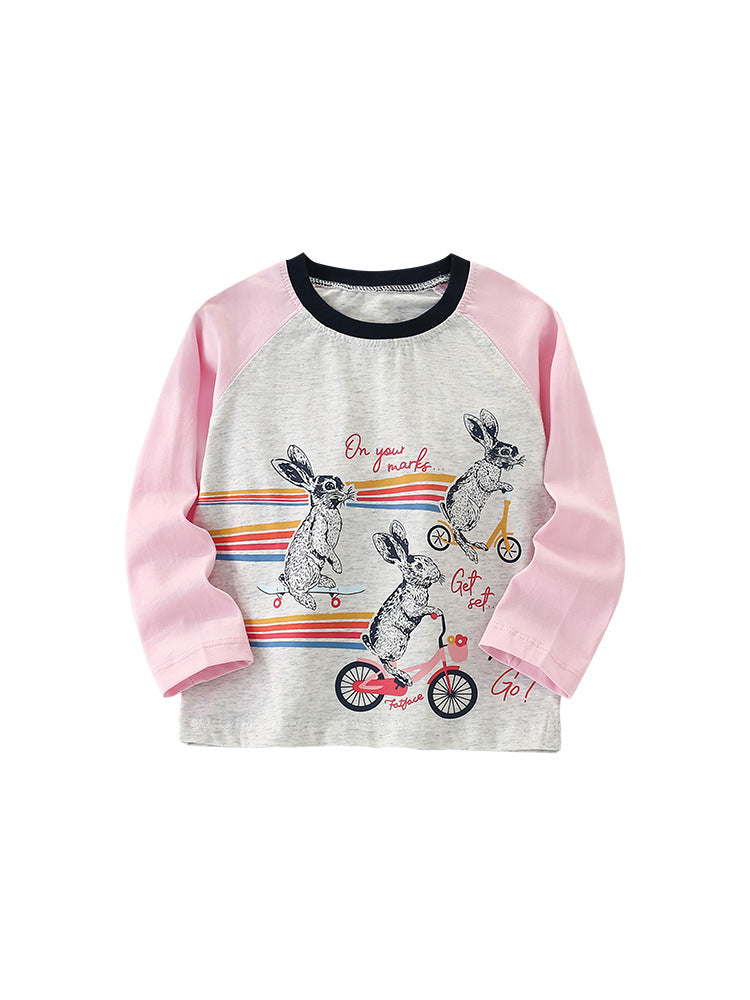 Girls Cartoon Printing Pattern Comfy Cotton Top Pullover