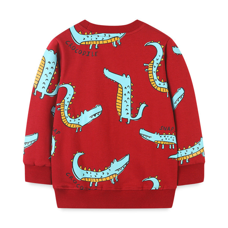 Baby Boy Cartoon Dinosaur Pattern Soft Cotton Quality Hoodie