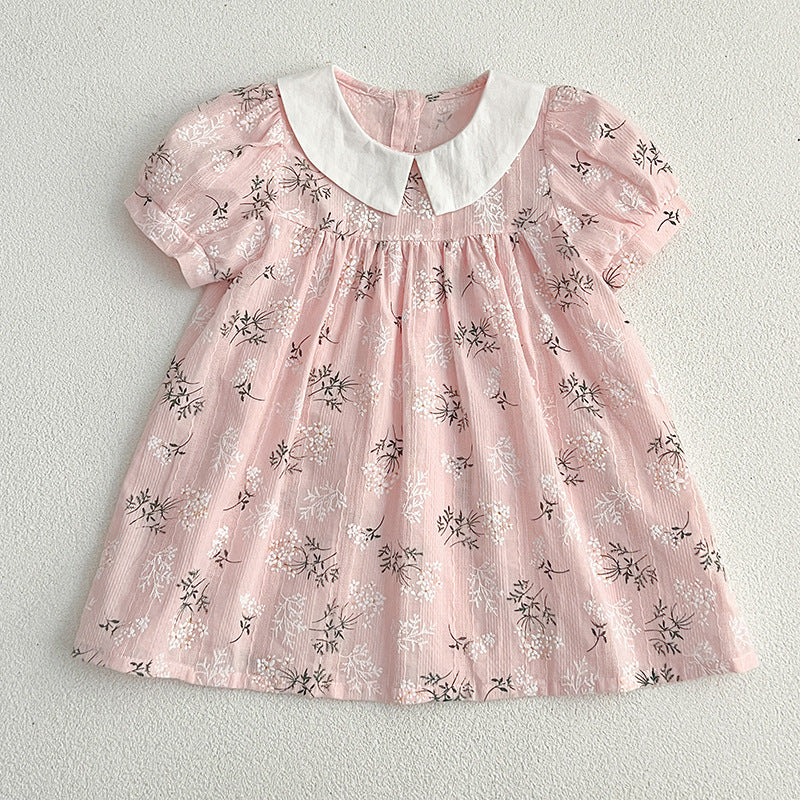 New Arrival Summer Girls Peter Pan Collar Short Sleeves Onesies And Dress – Princess Sister Matching Set