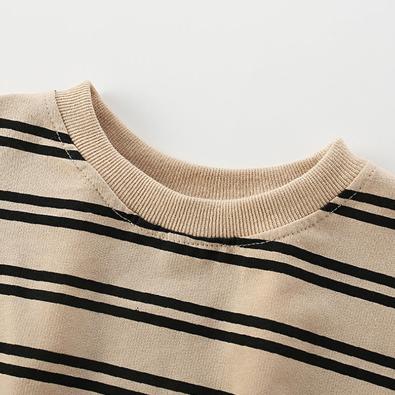 Baby Boy Striped And Bear Pattern Pullover Quality Hoodies