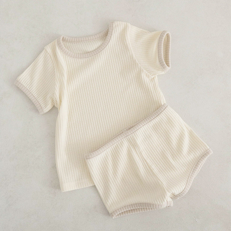 Unisex Solid Color Two Pieces Soft Cotton Clothing Sets