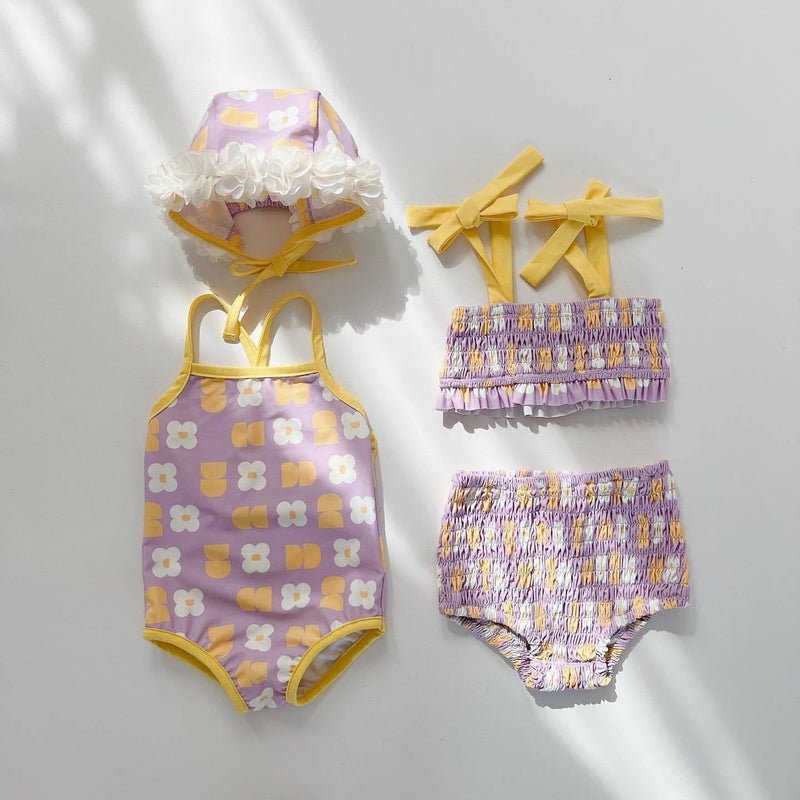 Baby Girl Flower Pattern Fashion Swimwear Sets