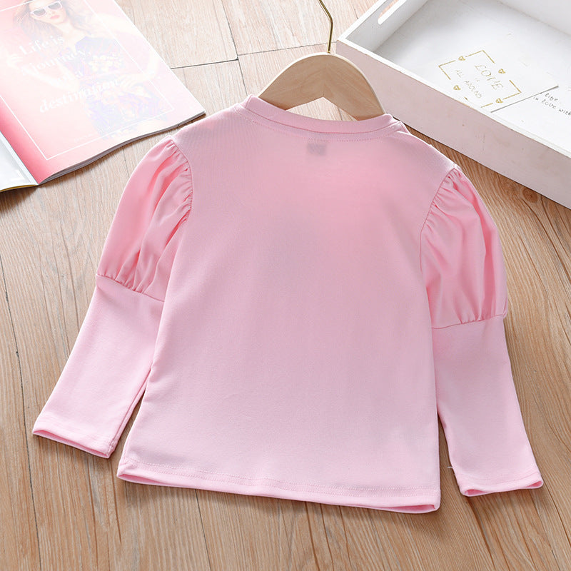 Baby Girl Solid Color Ruffle Design Spring Autumn Shirt