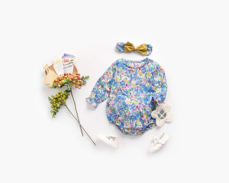 Baby Girl 1pcs Flower Pattern Long Sleeved Fashion Hot Selling Bodysuit Onesies & Headband