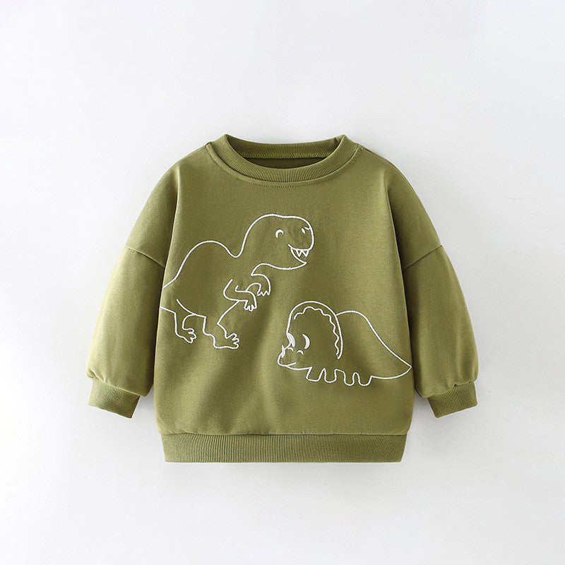 Boys Cartoon Pattern Printing Crew Neck Casual Pullover