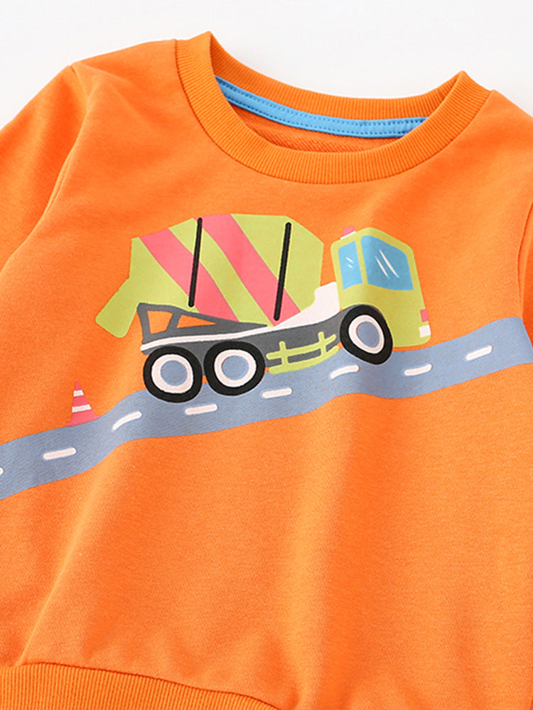 Baby Boy Cartoon Print Pattern Comfy Cotton Pullover