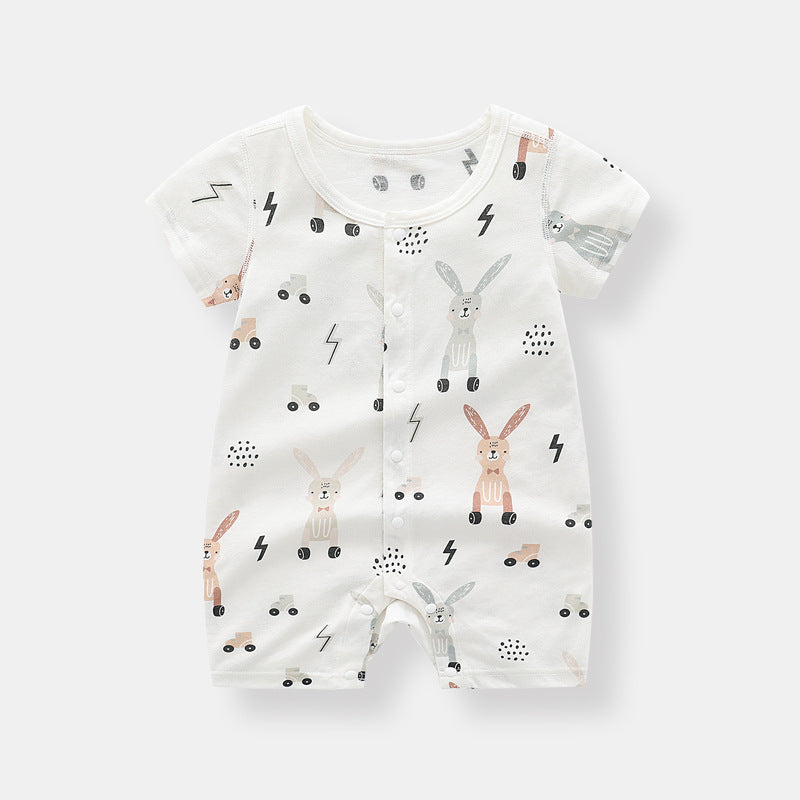 Baby 1pcs Rabbit Graphic Single Breasted Design Simply Jumpsuit Pajamas