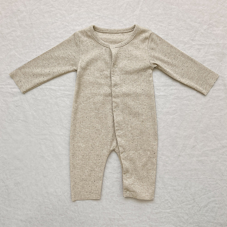 Baby Solid Color Pit Strip Fabric Long Sleeve Onesie Or Jumpsuit (Without Hat)