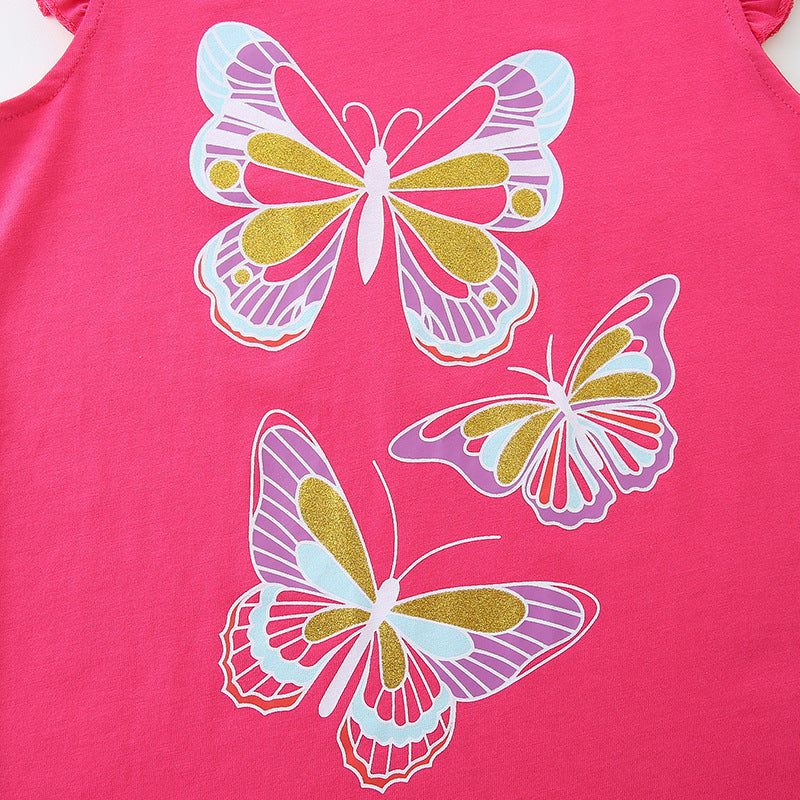 Summer Baby Kids Girls Butterfly Cartoon Print T-Shirt And Shorts Clothing Set