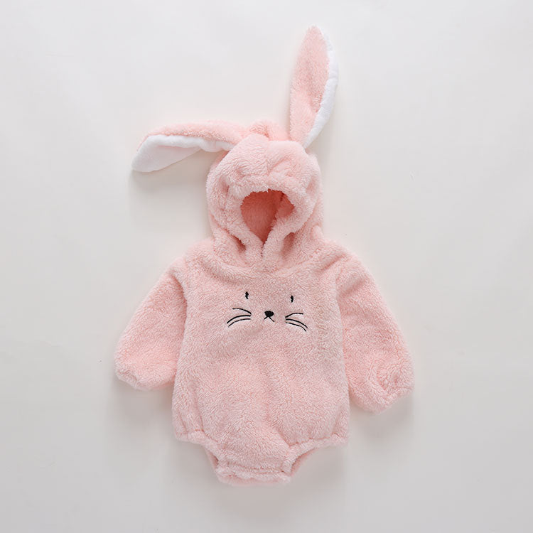 Baby Embroidered Pattern Rabbit Ear Design Thickened Onesies Bodysuit