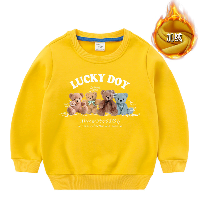 Baby Cute Bear Pattern Crewneck Cotton Hoodies In Autumn