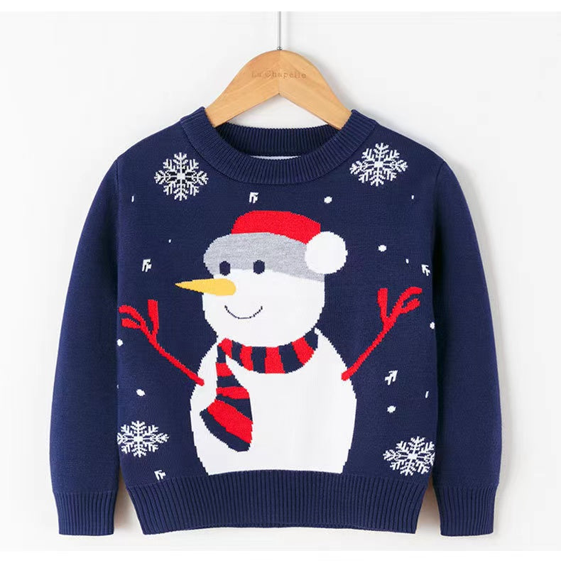 Kids Unisex Snowman Pattern Knitwear