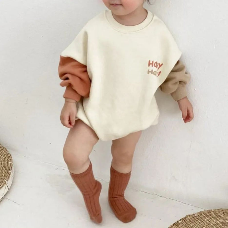 Baby Color blocking Sleeve Design Long Sleeve Bodysuit