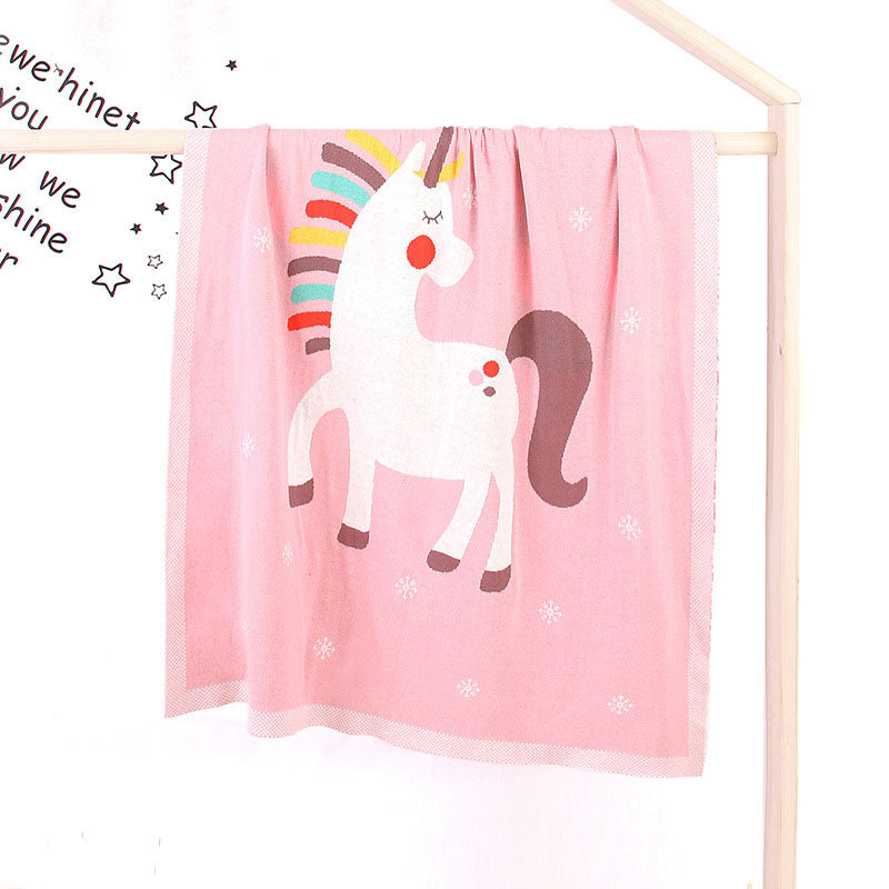 Baby Children’s Unicorn Pattern Contrast Design Air Conditioner Blanket