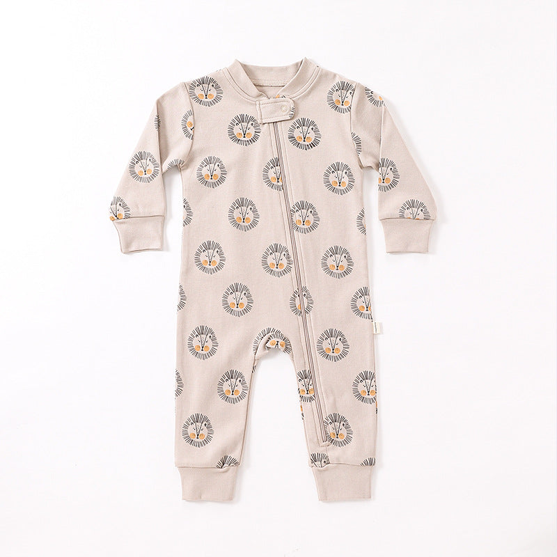 Baby Print Pattern Full Zipper Design Soft Comfortable Romper