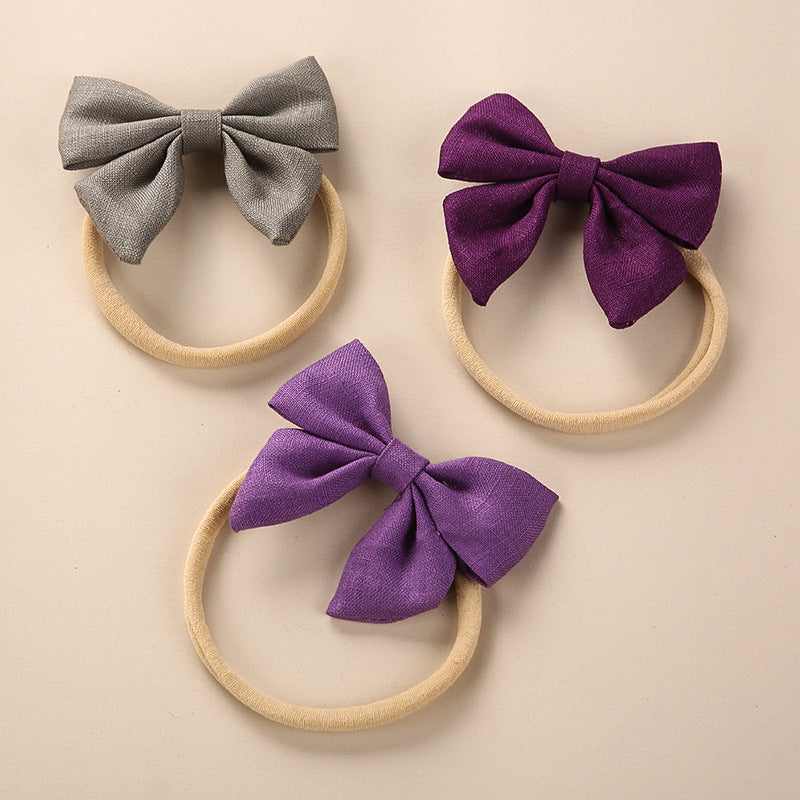 Baby Solid Color 3D Bow Handmade Elastic Headband