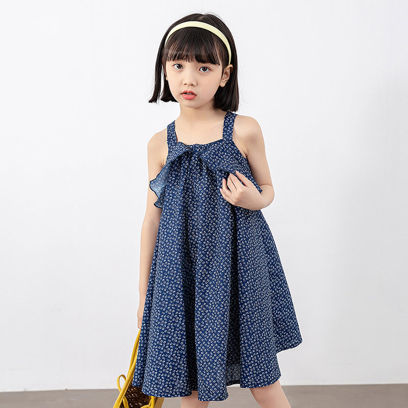 Girls Polka Dot Pattern Sleeveless Ruffle Design Dress