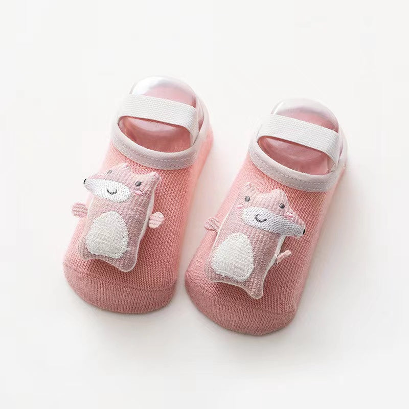 Baby 3D Cartoon Animal Patched Design Dispensing Non-Slip Lace-Up Socks Shoes