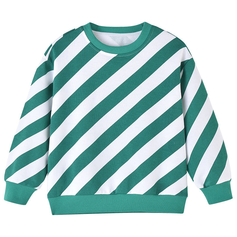 Baby Boy And Girl Striped Pattern Long Sleeve O-Collar Hoodies