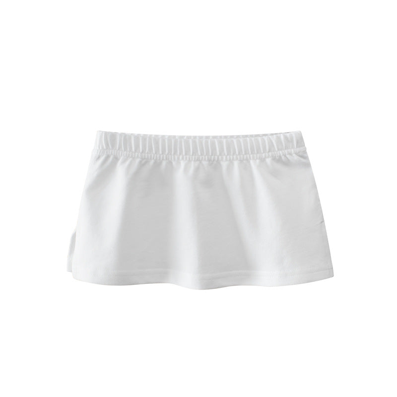 Baby Girl Basic Solid Color Sport Style Bottom Half Skirt With Inner Hem