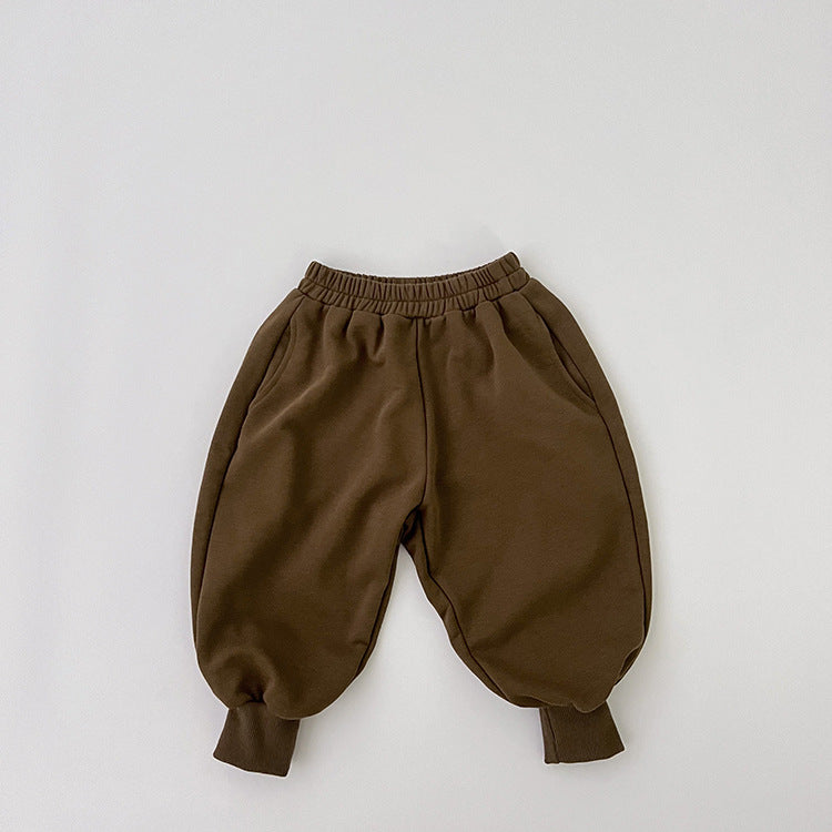 Baby Solid Color Sport Style Cotton Quality Trousers