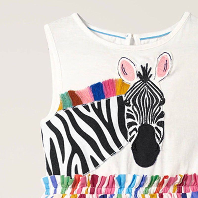 Summer Baby Girls Sleeveless Zebra Design Dress