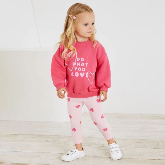 Baby Heart Print Pattern Print Hoodie Sets