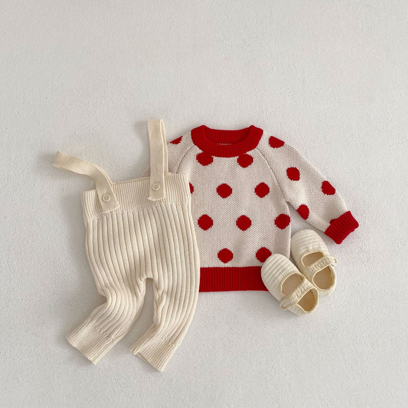 Baby Solid Color Jumpsuit or Dot Graphic Crewneck Sweater