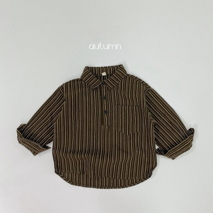 Baby Striped Pattern Quarter Button Design Latest Lapel Shirt