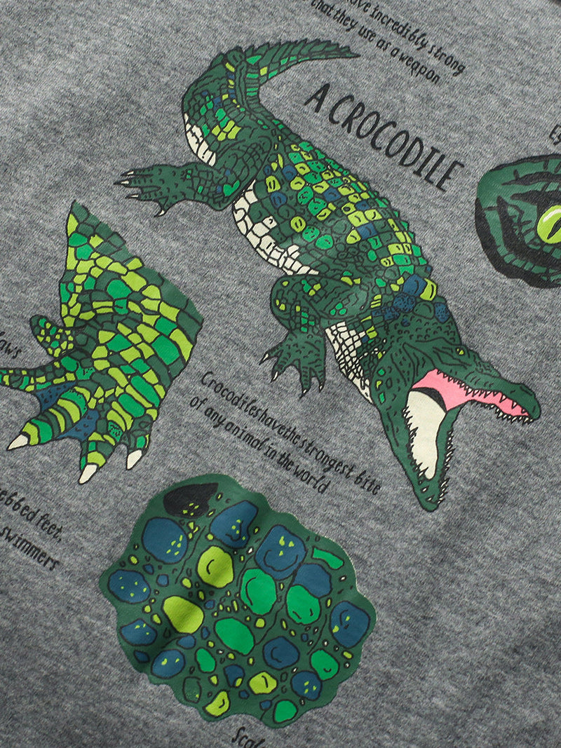 Kids Crocodile Print T-Shirt In European And American Style For Summer