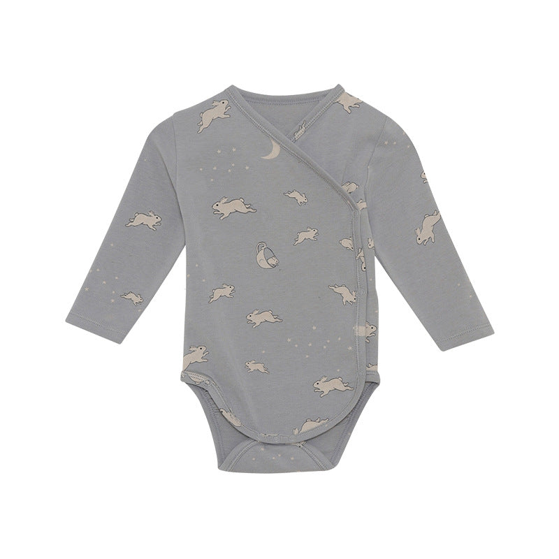 Baby Floral & Animals Graphic Envelope Collar Or Side Opening Design Bodysuit