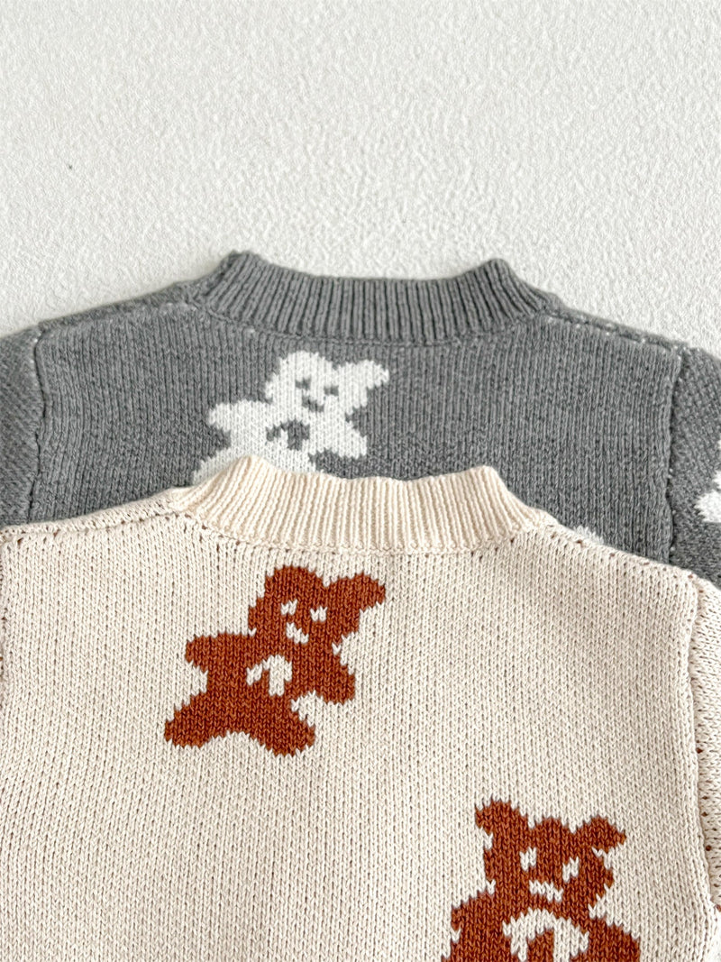 Baby Unisex V-Collars Little Bear Long-Sleeved Cardigan